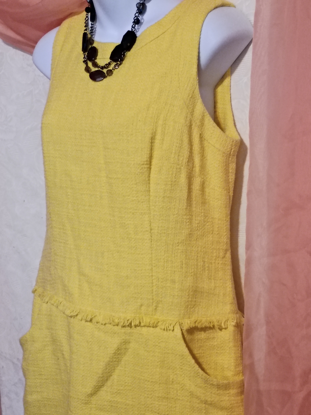 Calvin Klein Bright Yellow Sleeveless Textured Midi Dress - Picture 3 of 10